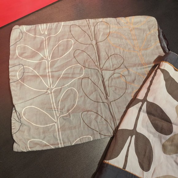 Reversible Vine Print Gray Cream Brown Sham / Throw Covers - Picture 10 of 12